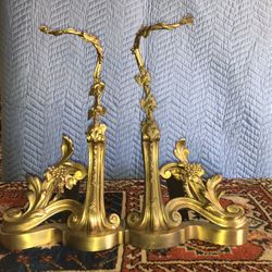 Antique French Chenets Fireplace Decoration 