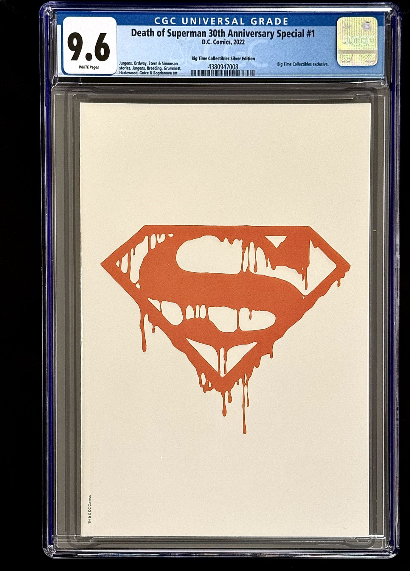 Death of Superman 30th Anniversary Special #1 BTC Silver Foil Edition CGC  9.6, image size:1376x1918