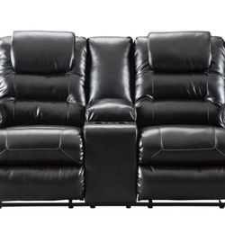 Black Leather Sofa - Excellent Condition 