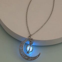 Amazing Moon Charm Luminous Charm Necklace  