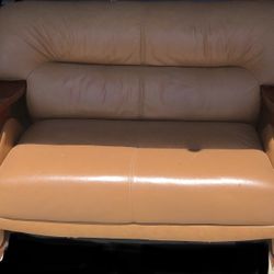 Leather & Wood Couch