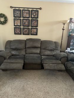 Brown Microfiber Reclining Sofa