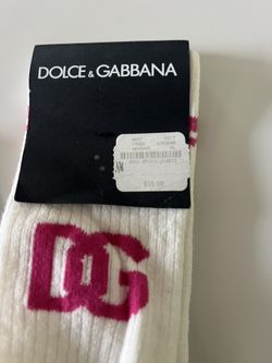 Authentic Dolce & Gabbana Socks – White with Pink Logo (New)