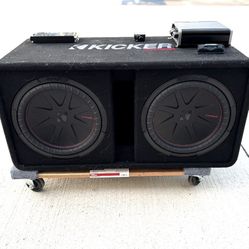 KICKER Comp R 12 Inch Dual Subwoofer in Vented Enclosure,46CXA8001 Amplifier, wire kit,LC2i Pro