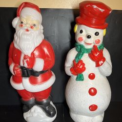 1970s Vintage Blow Mold 24” Tall Santa & Frosty