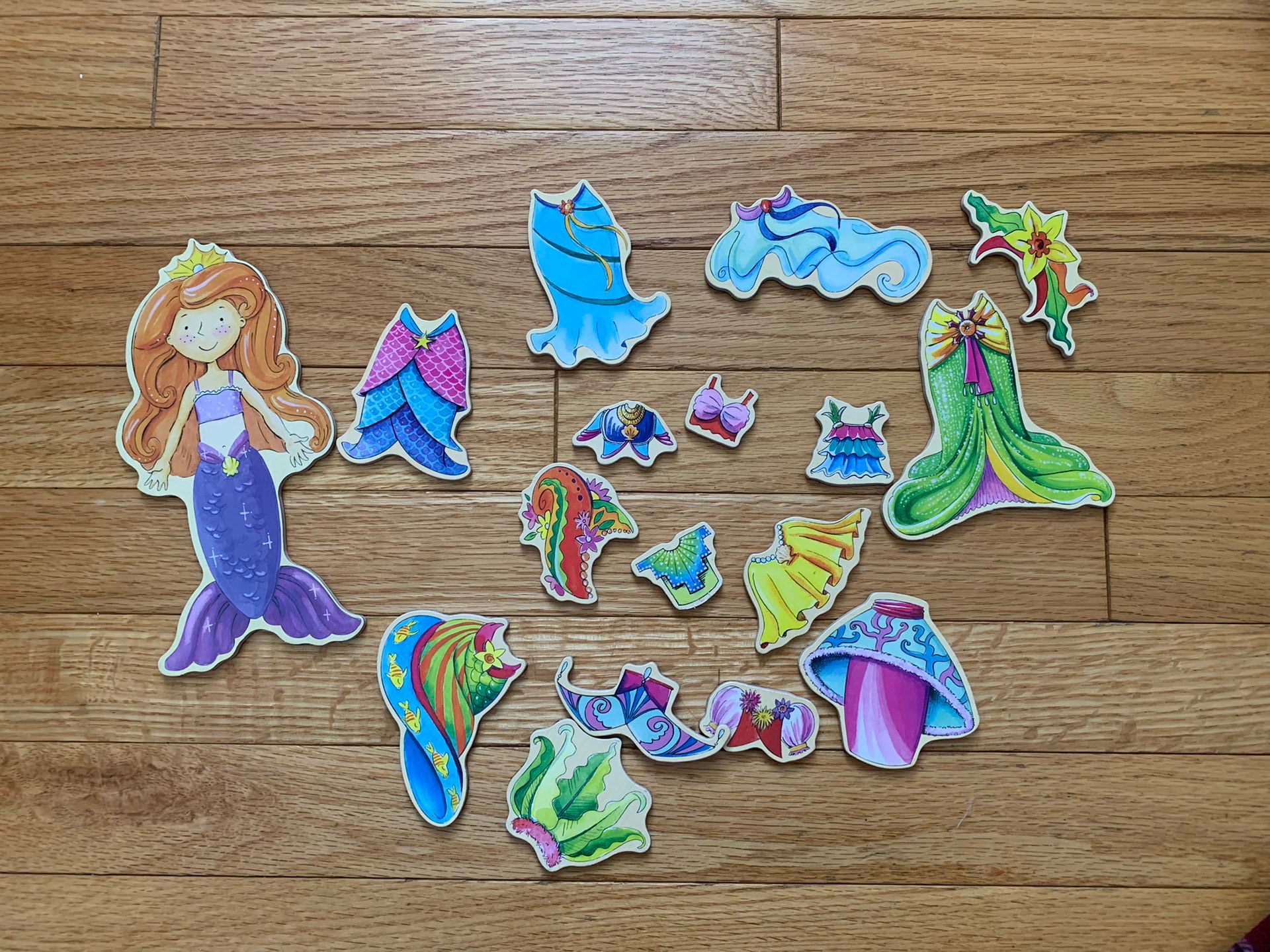 Wooden Magnetic Mermaid Dress Up Doll Toy