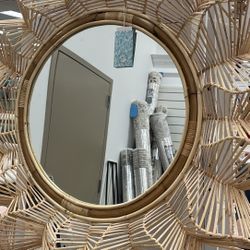 Very Rare Wicker Flower Mirror 