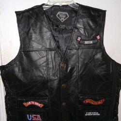 Diamond Plate Rock Design Genuine Buffalo Leather Vest 