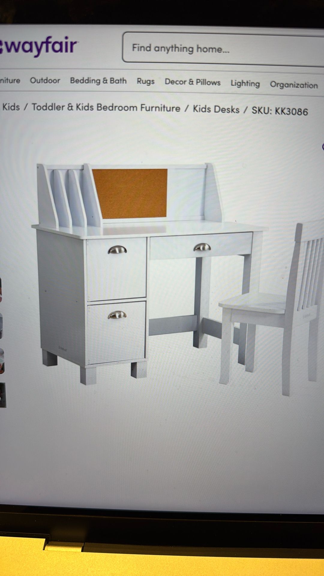 Kidkraft Study white desk With Bulletin board -used In Good Condition