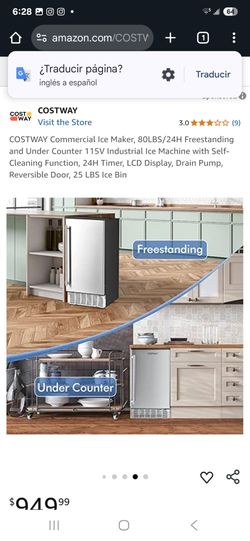 COSTWAY Commercial / Industrial Ice Maker – 80 LBS/24H (Freestanding or Under-Counter)