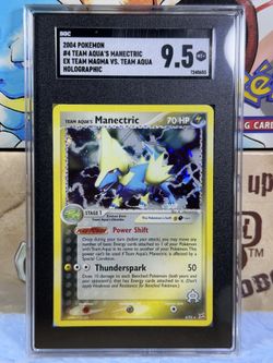 SGC 9.5 MINT + EX Team Magma Vs. Team Aqua's Manectric 4/95 Holo 2004 Pokemon Pokémon 