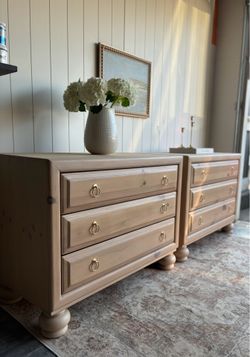 Drexel pine nightstands