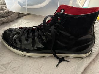 Converse All Star Chuck Taylor 111131 Black Patent Leather High Top Sz12
