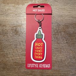 Hot Sauce Wood Keychain 
