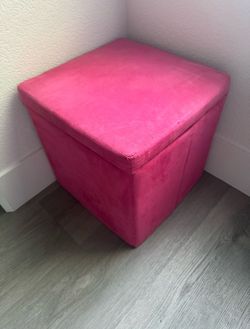 Pink Velvet Storage Ottoman Cube