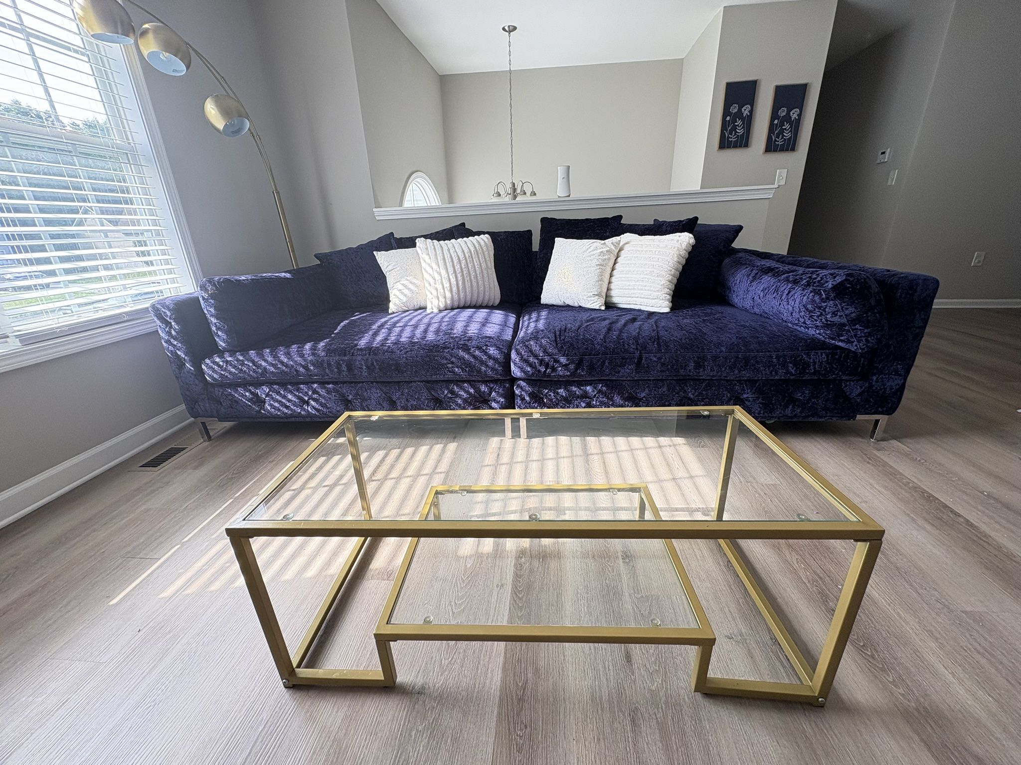 Blue Velvet Crushed Couch