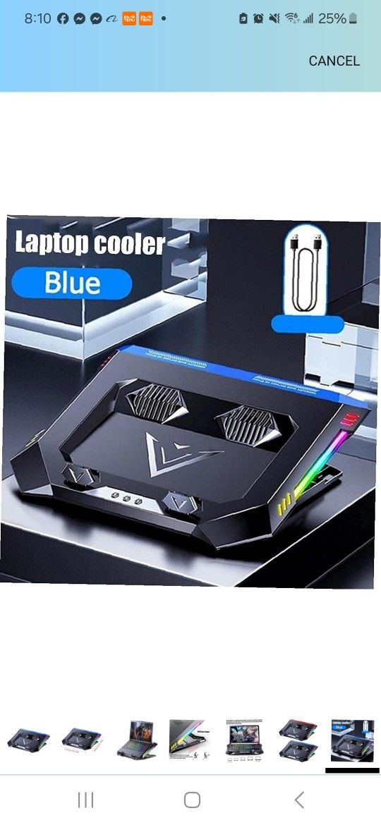 zhanghong
Gaming Laptop Cooler RGB Notebook Cooling Pad, 2 USB Ports Portable Adjustable Laptop Stand for 12-17 Inch Laptop . Reg Price 238.00