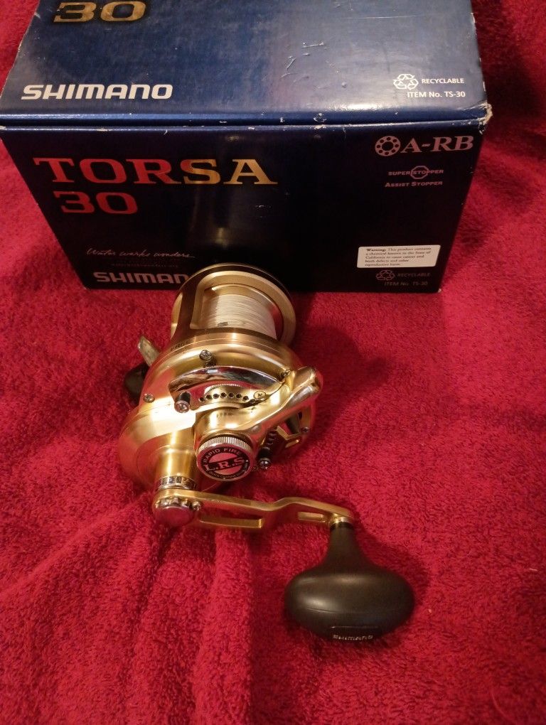 Moulinet De Pêche Shimano Torsa 30 - Pour Pêche En Mer Gros Jeu, Or, Ratio 5.8:1, 9 Roulements