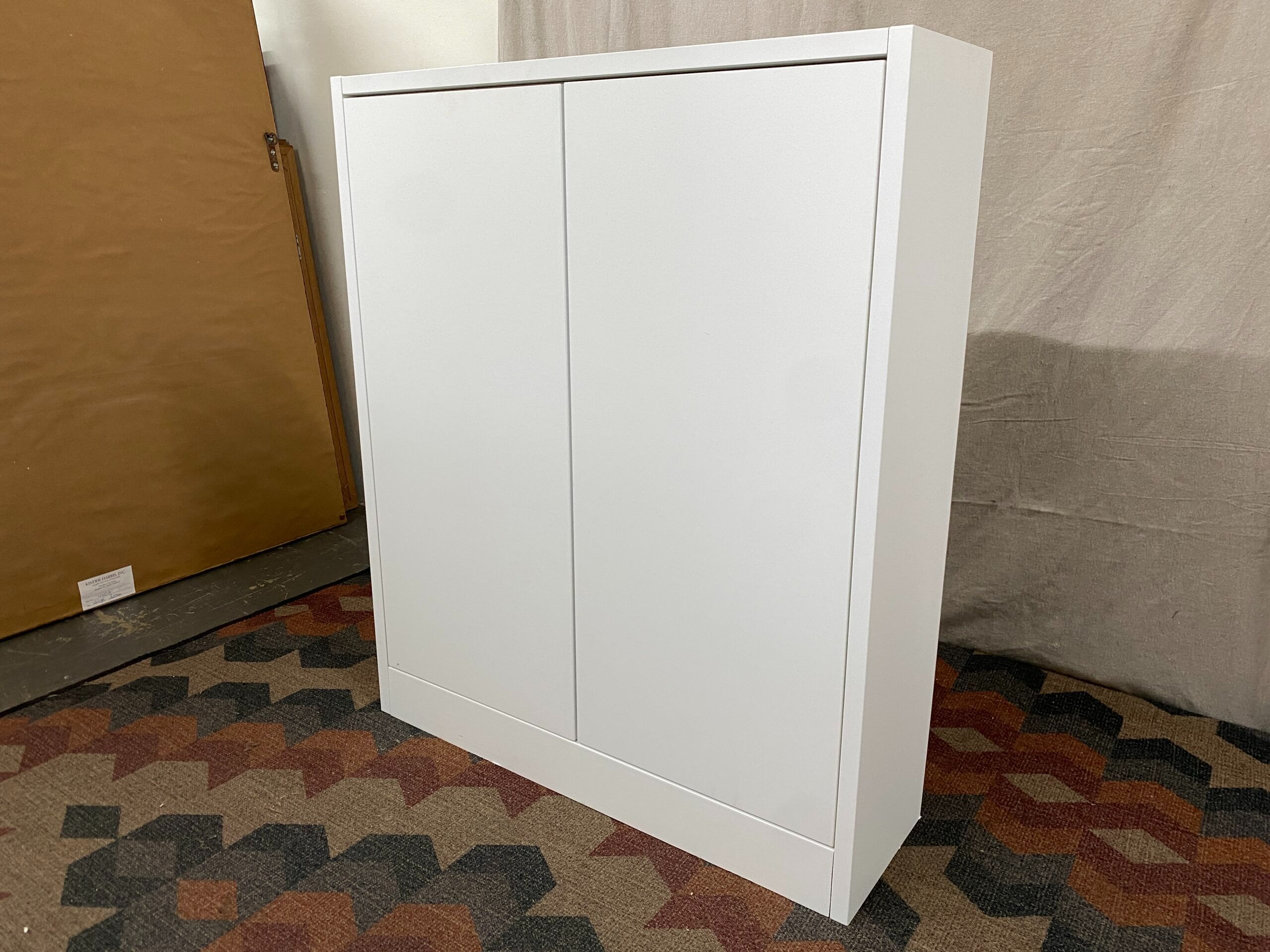 Small White Storage Cabinet w/ 2 Shelves