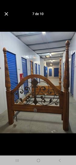 Queen size bed frame real oak wood sturdy