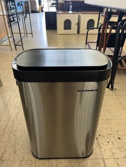SONGMICS 13 Gallon (50 L) Motion Sensor Trash Can w/ Soft-Close Lid - Silver