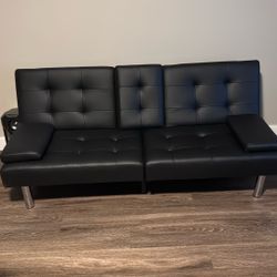 Miray Twin 65’’ Faux Leather Convertible Sofa