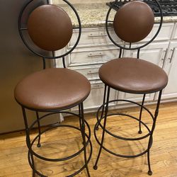 Pair of metal & leather stools