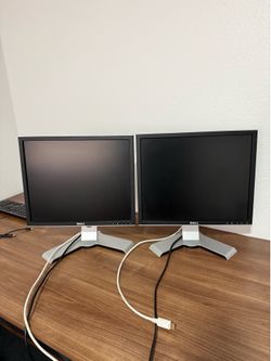 Dell 19” LCD Monitor Bundle – 2 Monitors with Adjustable Swivel Stands – $20
