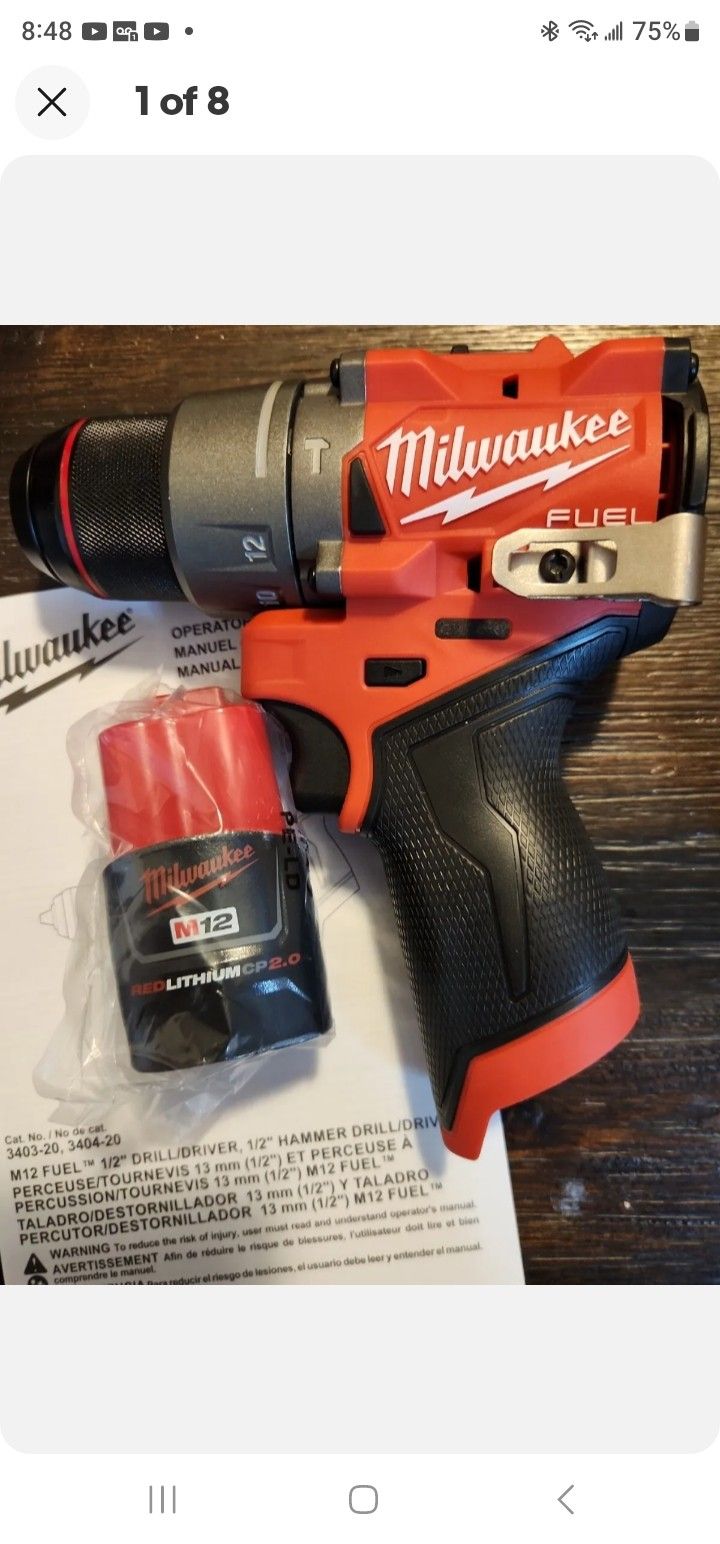 Milwaukee M12 Hammer Drill Driver 3404-20 + Battery CP 2.0ah- NEW GEN 3,NEW, FIRM