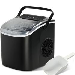 Simple Deluxe Ice Maker Machine for Countertop, 9 Ice Cubes Ready in 6 Mins, 26lbs Ice/24Hrs, Portable Ice Machine with Scoop & Basket, Self-Clean, fo