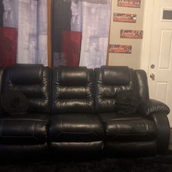 Black Recliner Leather Sofa & Loveseat 
