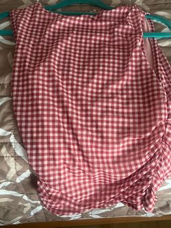 Gingham Print Red Top