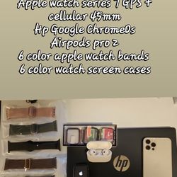 IPhone 12 Pro, Apple Watch , Airpods, Chrome Laptop