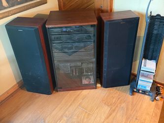 Vintage Sony Stereo System w/ Large Speakers, CD Changer, Cassette Deck & Cabinet.(OBO)