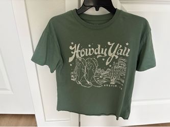 $6 for (1) Howdy Y’all Graphic Texas T-shirt - Green Top.