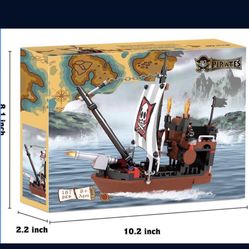 BRICK STORY Pirate Ship Building Blocks Toys with 3 Mini Toy Figures, Pirate Ships Toy Boat Building Kit Construction Toys Xmas Gifts Present Buildin