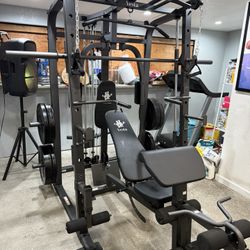 Smith Machine 1001 w/Bench Attachment | 230lb Bumpers Olympic Weights | 7ft Olympic Bar | Gym Equipment | FREE DELIVERY🚚