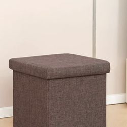 Brown Linen Ottoman