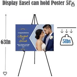 Easel Stand for Wedding Signs Poster,63" Tall Adjustable Easels for Display Signs,Floor Standing Instant Easle for Arts Paintings