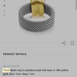 Authentic TOUS Jewelry Bracelet And Ring