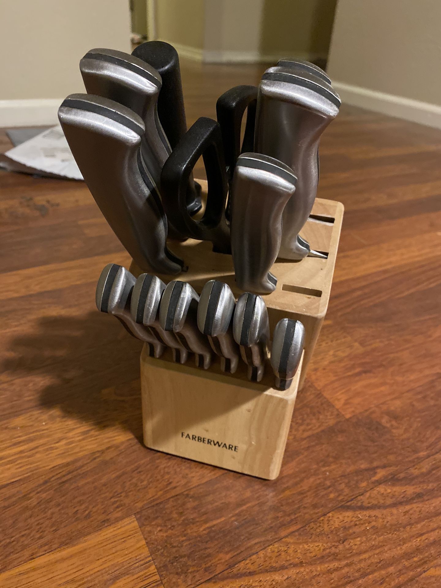 Farberware knife set wooden block 14 pieces kitchen tool