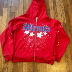 Sp5der Atlanta Zip Up Hoodie (Red) Size M