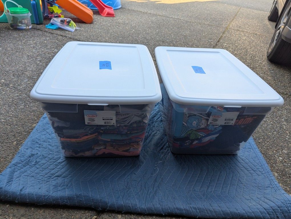 Two Storage Bins with Kids' Clothes 5/5t (everything)