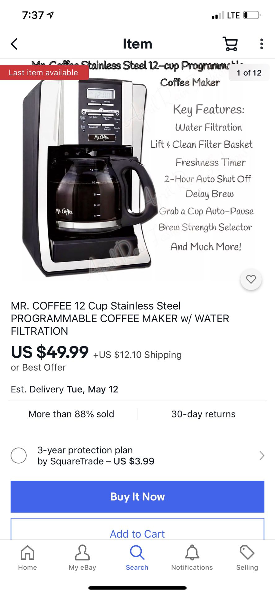 MR. COFFEE 12 Cup Stainless Steel PROGRAMMABLE COFFEE MAKER w/ WATER FILTRATION it’s new just open box