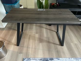 Gray Wood Desk with Metal Legs