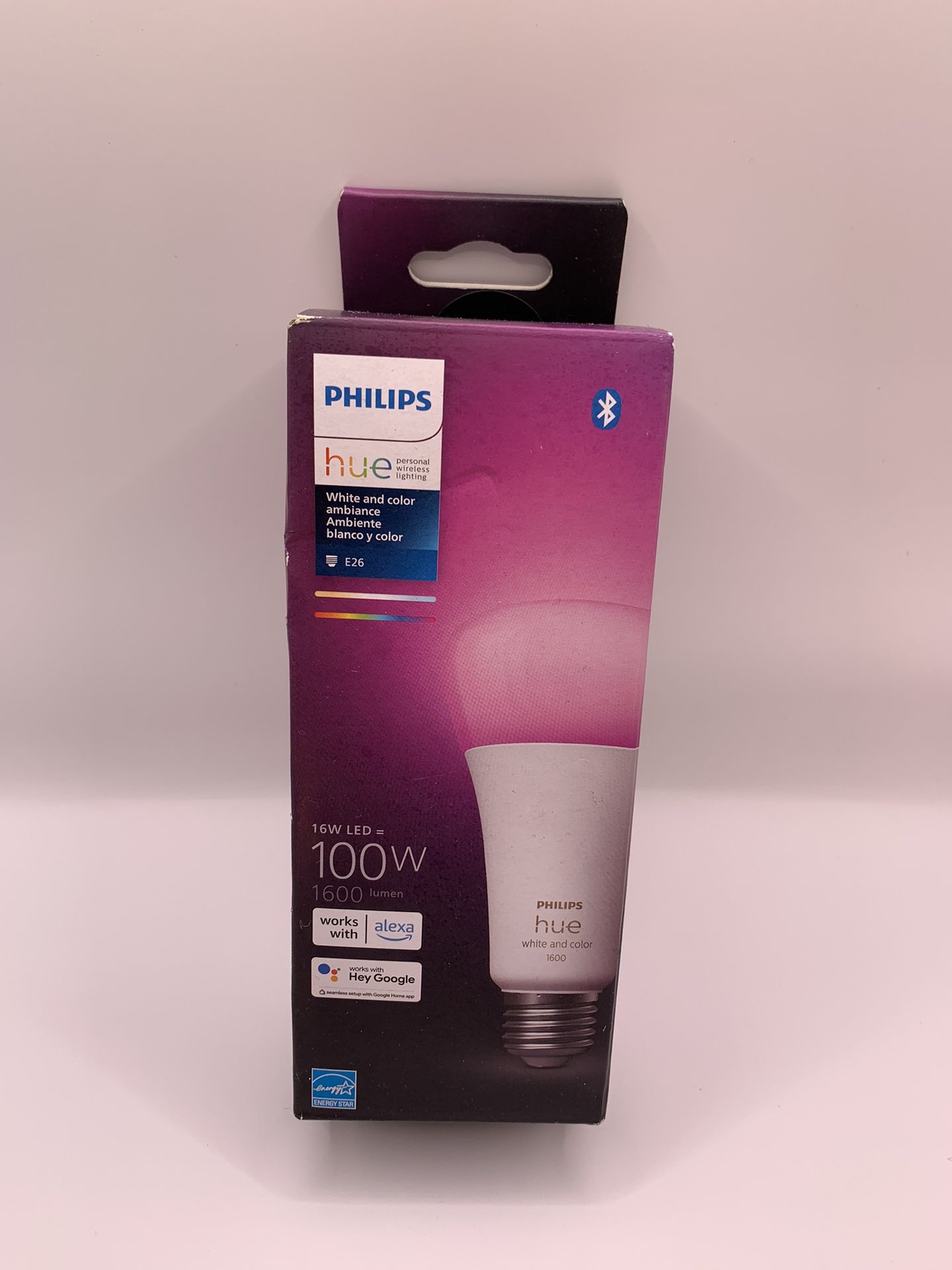 Philips - Hue E26 Bluetooth 100W Smart LED Bulb White and Color Ambiance