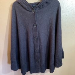 Elana Solano Brown Wool Hooded Poncho - M