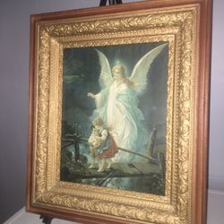 antique victorian gilt framed picture w glass