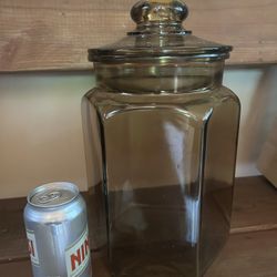 Vintage Brown Glass Jar With Lid