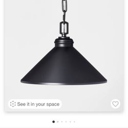 12" Small Metal Adjustable Pendant Ceiling Light Black Finish - Hearth & Hand™ with Magnolia